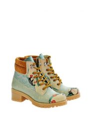 Goby Botki w kolorze jasnozielono-beżowym ze wzorem rozmiar: 38. Brązowe botki damskie Goby, z materiału, z okrągłym noskiem, bez obcasa, bez zapięcia. Za 260.99 zł.