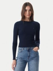 Tommy Jeans Bluzka DW0DW22783 Granatowy Slim Fit. Niebieskie bluzki damskie Tommy Jeans, l, bez wzorów, z bawełny, bez kołnierzyka, bez ramiączek. Za 189.99 zł.