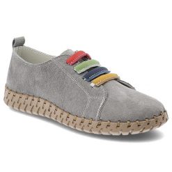 Półbuty damskie Vinceza, ze skóry naturalnej zamszowej kolorowe gumki elastyczne lekka elastyczna podeszwa casual, szare, 95377. Szare półbuty damskie VINCEZA, bez wzorów, z materiału, bez obcasa, na płaskiej podeszwie, bez zapięcia. Za 134.90 zł.