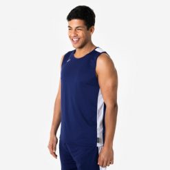 Koszulka do koszykówki bez rękawów unisex Tank 100. Białe koszulki damskie KIPSTA, s, bez wzorów, z materiału, bez kołnierzyka, bez ramiączek. Za 29.99 zł.