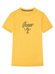 Guess T-Shirt L6GI06 K8HM4 Żółty Relaxed Fit. Żółte t-shirty i koszulki chłopięce Guess, z aplikacjami, z bawełny, bez kołnierzyka, bez ramiączek. Za 99.99 zł.