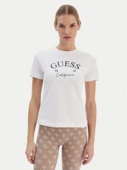 Guess T-Shirt V6RI02 J1314 Biały Regular Fit. Białe t-shirty damskie Guess, xxs, z aplikacjami, z bawełny, bez kołnierzyka. Za 159.99 zł.