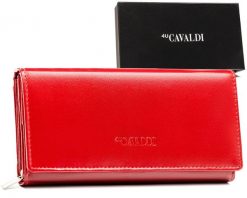 Portfel czerwony Cavaldi RD-12-GCL-7314 RED. Czerwone portfele damskie 4U Cavaldi, bez wzorów, ze skóry. Za 60.00 zł.