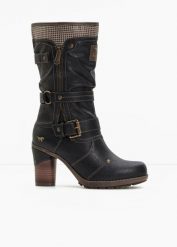 Botki Mustang. Brązowe botki damskie bonprix, bez obcasa, na obcasie, bez zapięcia. Za 379.99 zł.