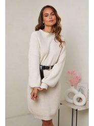 Soft Cashmere Sukienka dzianinowa w kolorze beżowym rozmiar: 38/40. Brązowe sukienki damskie Soft Cashmere, bez wzorów, z dzianiny, klasyczne, bez ramiączek. Za 173.99 zł.