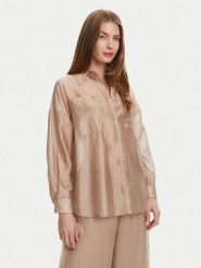 Bomboogie Koszula SW9007TLYA5 Beżowy Relaxed Fit. Brązowe koszule damskie Bomboogie, bez wzorów, z lyocellu, bez kołnierzyka, bez ramiączek. Za 289.99 zł.