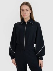 4F Bluza dresowa rozpinana bez kaptura damska 4F x Anna Lewandowska - czarna S. Czarne bluzy damskie 4F, s, bez wzorów, z dresówki, bez kaptura. Za 159.99 zł.