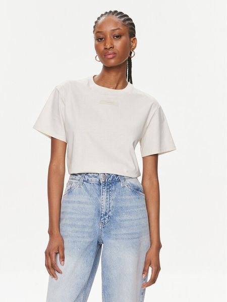 Calvin Klein T-Shirt Micro Logo K20K206629 Écru Regular Fit. T-shirty damskie Calvin Klein, m, bez wzorów, z bawełny, bez kołnierzyka. Za 129.99 zł.