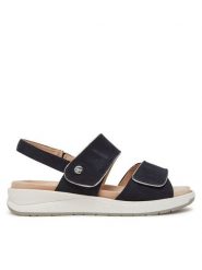 Caprice Sandały 9-28252-44 Granatowy. Niebieskie sandały damskie Caprice, bez wzorów, ze skóry, bez obcasa, na koturnie, bez zapięcia. Za 239.99 zł.