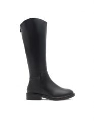 DeeZee Kozaki CANDIDA WYL3560-1 Czarny. Czarne kozaki damskie DeeZee, ze skóry, bez obcasa, na płaskiej podeszwie, bez zapięcia. Za 179.99 zł.