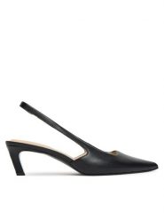 Calvin Klein Czółenka Ess Kitten Heel Sling Back HW0HW02641 Czarny. Czarne czółenka damskie Calvin Klein, bez wzorów, ze skóry, bez obcasa. Za 419.99 zł.