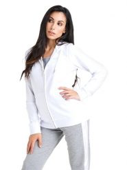 Bluza miękki z bawełna z kaptur na co dzień. Niebieskie bluzy damskie LEONE 1947 APPAREL, s, bez wzorów, z bawełny, bez kaptura. Za 231.51 zł.