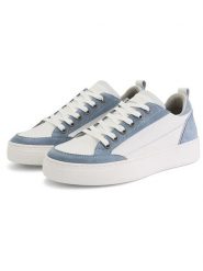 TRAVELIN' Skórzane sneakersy "Caris" w kolorze biało-niebieskim rozmiar: 38. Białe obuwie sportowe damskie Travelin', bez zapięcia. Za 421.67 zł.