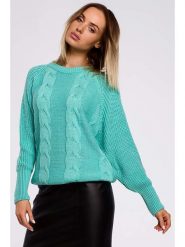 Made of emotion Sweter w kolorze turkusowym rozmiar: S/M. Niebieskie swetry klasyczne damskie Made Of Emotion, m, ze splotem, bez kołnierzyka. Za 105.38 zł.
