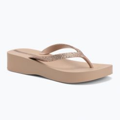 Japonki damskie Ipanema Mesh Chic Plat. Brązowe klapki damskie Ipanema, bez wzorów, z gumy, bez obcasa, bez zapięcia. Za 109.99 zł.