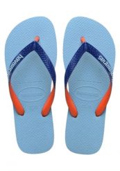 Japonki Havaianas Top Mix. Niebieskie klapki damskie Havaianas, bez wzorów, z materiału, bez obcasa, bez zapięcia. Za 83.99 zł.