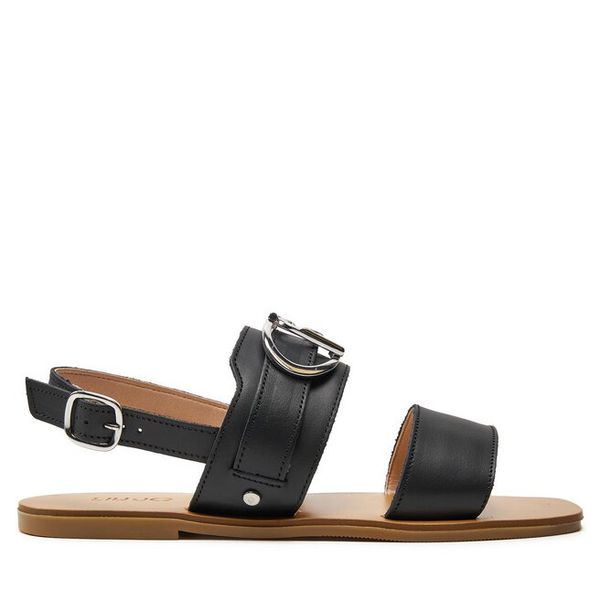 Sandały Liu Jo. Czarne sandały damskie Liu Jo, bez wzorów, bez obcasa, na płaskiej podeszwie, bez zapięcia. Za 419.99 zł.