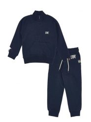 Bluza z pełny zamek błyskawiczny na co dzień. Niebieskie bluzy damskie LEONE 1947 APPAREL, bez wzorów, z dresówki, bez kaptura. Za 105.21 zł.