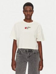Converse T-Shirt Thorned 10028306-A01 Écru Oversize. T-shirty damskie Converse, s, bez wzorów, z bawełny, bez kołnierzyka. Za 89.99 zł.