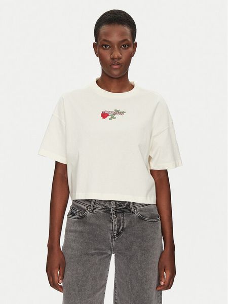 Converse T-Shirt Thorned 10028306-A01 Écru Oversize. T-shirty damskie Converse, m, bez wzorów, z bawełny, bez kołnierzyka. Za 99.99 zł.