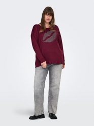 ONLY Sweter w kolorze bordowym rozmiar: L-50/52. Czerwone swetry klasyczne damskie Only, l, bez kołnierzyka. Za 69.99 zł.