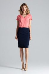 Elegancka Spódnica Tuba przed Kolano - Granatowy. Niebieskie spódnice damskie Figl, xl, bez wzorów, z materiału, eleganckie. Za 189.00 zł.