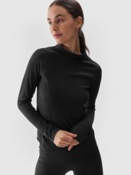 4F Longsleeve do jogi i pilatesu szybkoschnący damski - czarny XL. Czarne koszulki sportowe damskie 4F, xl, bez wzorów, z dzianiny, bez ramiączek, na fitness i siłownię. W wyprzedaży za 69.99 zł.