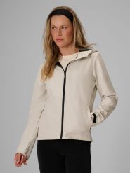 4F Kurtka softshell wiatroodporna membrana 5000 damska - kremowa L. Białe kurtki damskie 4F, l, bez wzorów, z softshellu, bez kaptura. Za 299.99 zł.