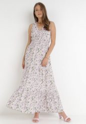 Jasnoróżowa Sukienka Kainitty. Czerwone sukienki damskie Born2be, bez wzorów, z bawełny, retro, bez ramiączek. Za 129.99 zł.