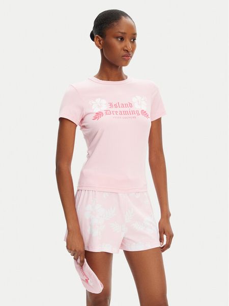 Juicy Couture Piżama Island Dreaming JCLPJ125507 Różowy Regular Fit. Czerwone piżamy damskie Juicy Couture, bez wzorów, z syntetyku, bez ramiączek. Za 109.99 zł.