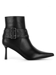 Eva Minge Botki ZAINA-2316-16 Czarny. Czarne botki damskie Eva Minge, ze skóry, bez obcasa, na szpilce, bez zapięcia. Za 579.99 zł.