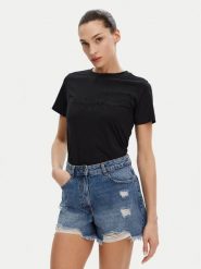 Silvian Heach T-Shirt GPP25110TS Czarny Regular Fit. Czarne t-shirty damskie Silvian Heach, s, bez wzorów, z bawełny, bez kołnierzyka. Za 79.99 zł.