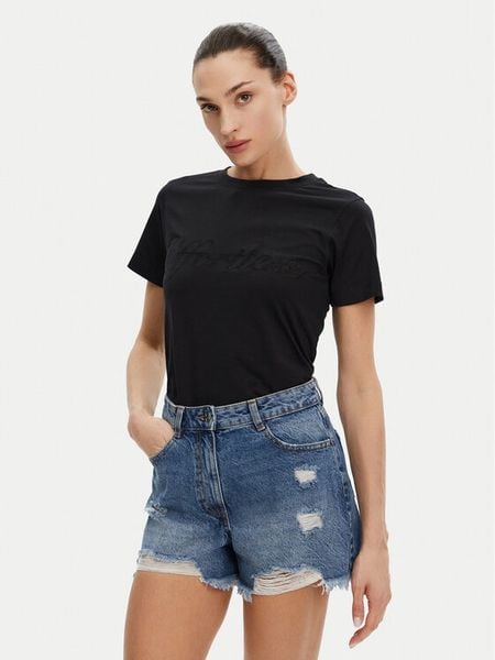 Silvian Heach T-Shirt GPP25110TS Czarny Regular Fit. Czarne t-shirty damskie Silvian Heach, s, bez wzorów, z bawełny, bez kołnierzyka. Za 89.99 zł.