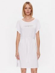 Emporio Armani Sukienka codzienna 262728 3R314 00010 Biały Regular Fit. Białe sukienki damskie Emporio Armani, bez wzorów, z wiskozy, bez ramiączek. Za 259.99 zł.