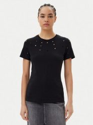 Silvian Heach T-Shirt GPP25070TS Czarny Regular Fit. Czarne t-shirty damskie Silvian Heach, s, bez wzorów, z bawełny, bez kołnierzyka. Za 79.99 zł.