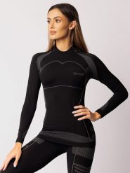 Spaio Koszulka termiczna "Thermo-Evo" w kolorze czarno-szarym rozmiar: M. Czarne koszulki damskie Spaio, m, bez wzorów, z materiału, bez kołnierzyka, bez ramiączek. Za 217.99 zł.