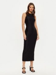 Guess Sukienka dzianinowa W4YK0J KCDE0 Czarny Slim Fit. Czarne sukienki damskie Guess, z aplikacjami, z dzianiny, bez ramiączek. Za 339.99 zł.