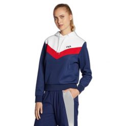 Damska bluza z kapturem crop top Fila Bosa. Czerwone bluzy damskie Fila, m, bez wzorów, z elastanu, z kapturem. Za 199.99 zł.