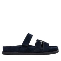 Klapki Tory Burch. Niebieskie klapki damskie Tory Burch, bez wzorów, bez obcasa, bez zapięcia. Za 1,609.00 zł.
