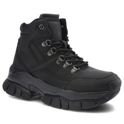 Czarne Botki Big Star Damskie Modne Buty Sportowe. Czarne obuwie sportowe casual damskie Big Star, ze skóry ekologicznej, trekkingowe. Za 179.00 zł.