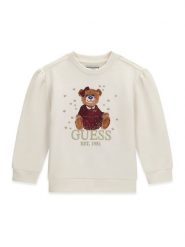 Guess Bluza K6BQ02 K5894 Kremowy Regular Fit. Białe bluzy dziewczęce Guess, z aplikacjami, z bawełny, bez ramiączek, bez kaptura. Za 174.99 zł.