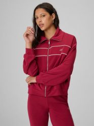 4F Bluza dresowa loose bez kaptura damska - burgundowa XS. Czerwone bluzy damskie 4F, xs, bez wzorów, z dresówki, bez kaptura. Za 199.99 zł.