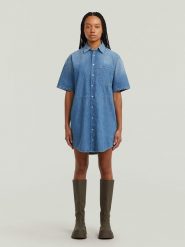 G-Star Sukienka dżinsowa w kolorze niebieskim rozmiar: XXL. Niebieskie sukienki damskie G-Star, bez wzorów, z bawełny, retro, bez ramiączek. Za 209.33 zł.