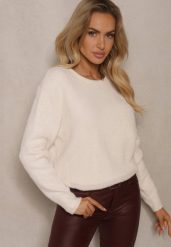 Beżowy Casualowy Sweter z Dodatkiem Kaszmiru Salielis. Brązowe swetry klasyczne damskie Renee, uniwersalny, z kaszmiru, bez kołnierzyka. Za 109.99 zł.
