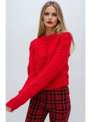 Monki Sweter w kolorze czerwonym rozmiar: L. Czerwone swetry klasyczne damskie Monki, l, bez kołnierzyka. Za 60.99 zł.