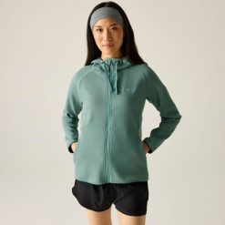 Damska bluza polarowa Nayna z kapturem i zamkiem błyskawicznym. Zielone bluzy damskie Regatta, m, bez wzorów, z bawełny, z kapturem. Za 183.99 zł.