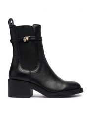 Steve Madden Botki Charity 11005782 Czarny. Czarne botki damskie Steve Madden, ze skóry, bez obcasa, na słupku, bez zapięcia. Za 729.99 zł.