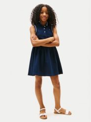 Tommy Hilfiger Sukienka codzienna KG0KG08486 Granatowy Regular Fit. Niebieskie sukienki dziewczęce Tommy Hilfiger, bez wzorów, z bawełny, bez ramiączek, proste. Za 249.99 zł.