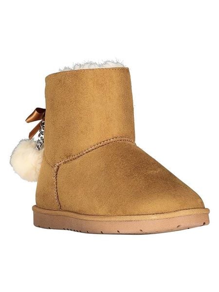 Geographical Norway Botki zimowe "Oponpon" w kolorze jasnobrązowym rozmiar: 36. Brązowe botki damskie Geographical Norway, na zimę, z futra, bez obcasa, bez zapięcia. Za 121.99 zł.