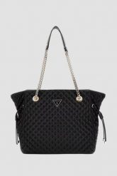 GUESS Czarna damska torebka Everlee Tote. Czarne shopper bag Guess, ze skóry ekologicznej, bez dodatków. W wyprzedaży za 554.99 zł.